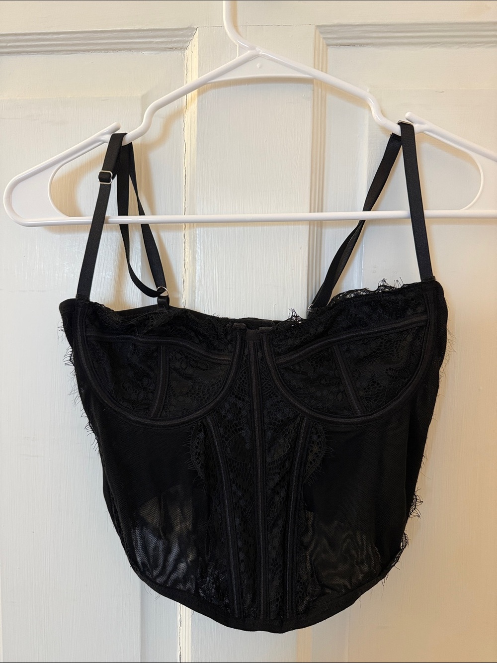 La Hearts Black Lace Bustier Top with Adjustable Straps